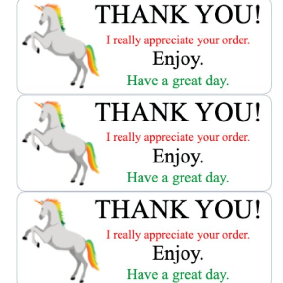 Unicorn Thank You Stickers Order Shipping Labels Posh Shop Box Label Sticker - Picture 1 of 3
